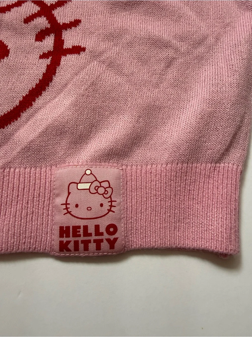 H&M Hello Kitty Sanrio Pink Knit Sweater Girls Size 12/14 Holiday Crewneck